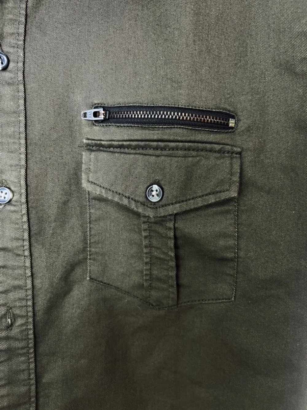 Olive Utility Button Up Shirt Men's Small Cotton Blend  Military Gorpcore Green